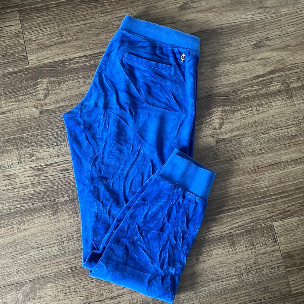 Juicy Couture Neon Blue Velour Tight Leg Pants